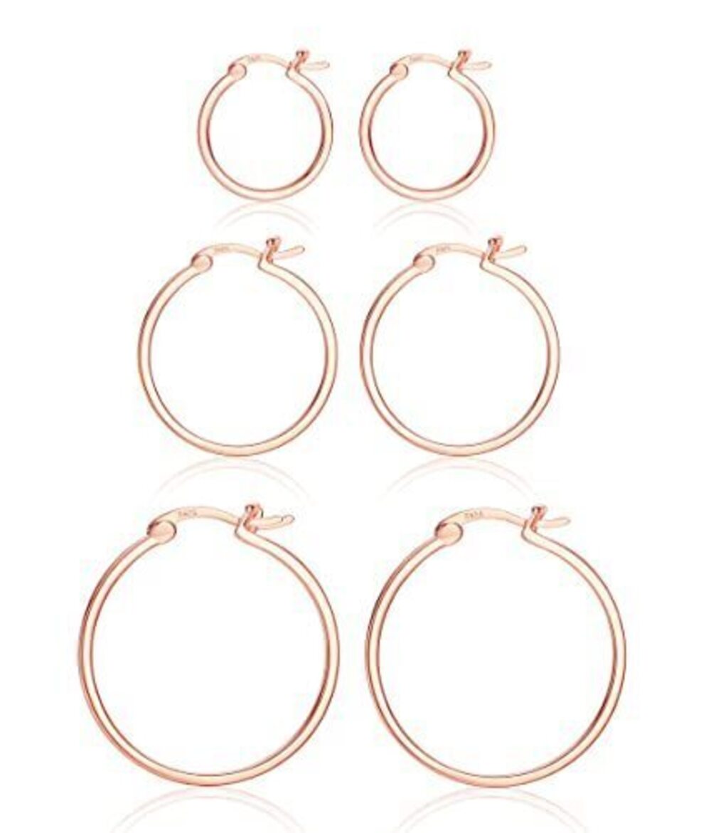 3353 18K Gold Plated Hoop Earrings - 925 Sterling Silver Hoop Earrings